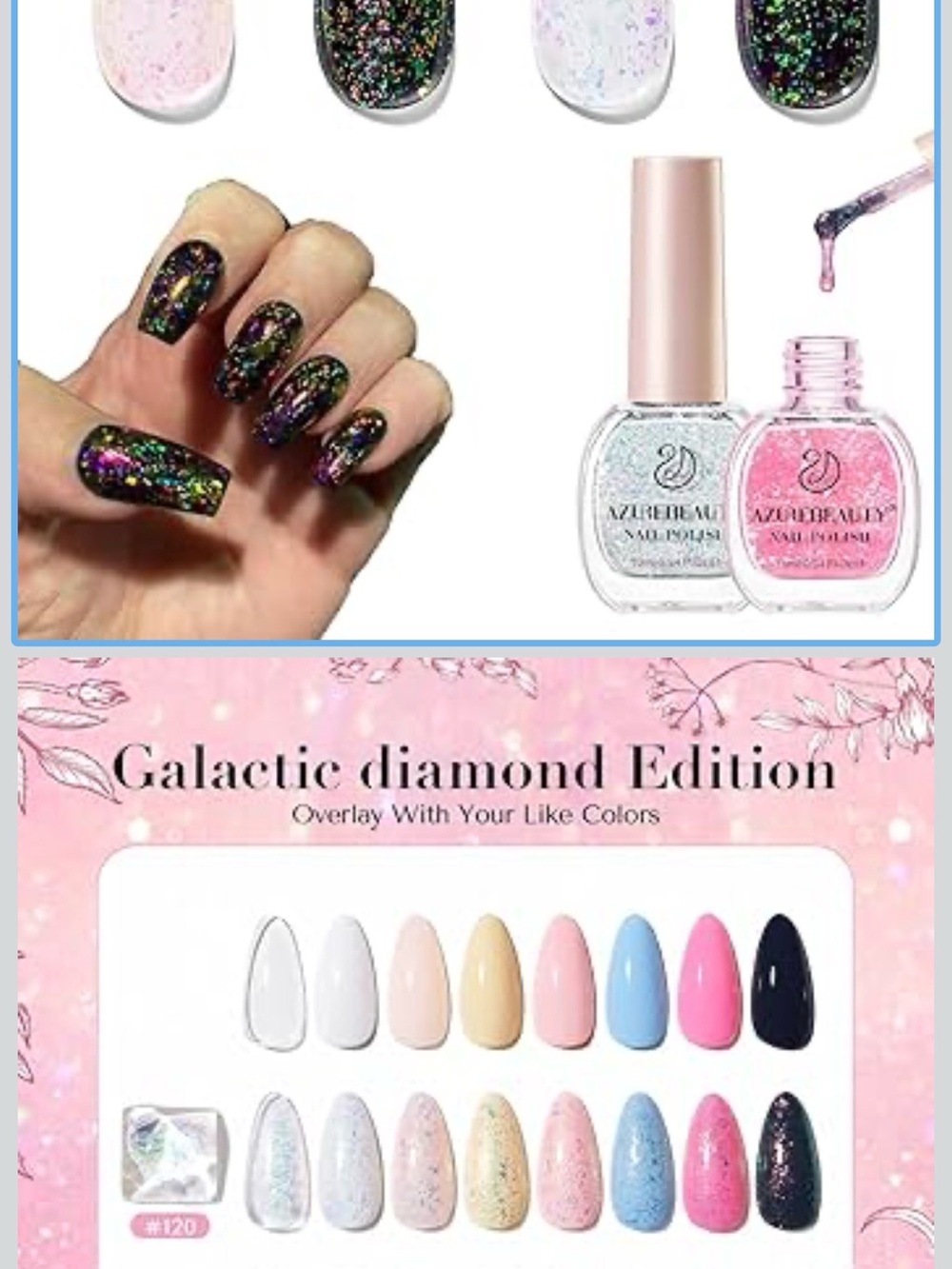 Galactic Diamond Nail Polish Set - Pink & Glitter